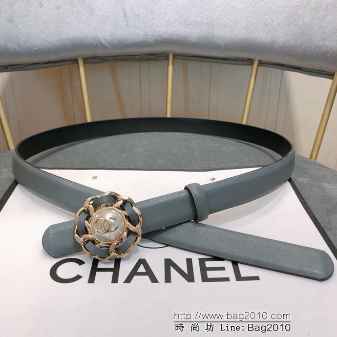 CHANEL香奈兒 18新款 20MM精品 進口光滑優雅小腰帶 CC穿皮鏈條經典銅扣 一帶兩用式腰帶  xfp1049